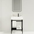 thumbnail image 1 of 24" Bathroom Vanity With Ceramic Basin, Freestanding Sink Console , Glossy White Rectangular Black Metal Leg, Robust Iron Storage Shelf Basin Vanity, Stable, 1 of 2
