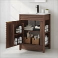 thumbnail image 1 of 24" Bathroom Vanity Combo with Ceramic Sink & Faucet, Modern Light Oak Single Vanity Set with Fluted Door, Over-the-Door Storage Bthroom Cabinet with 2-Tier Side Shelves for Small Space, 1 of 12