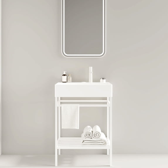 24" Bathroom Vanity Set with High - performance Ceramic and Multiple Storage Options