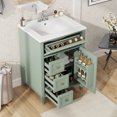 thumbnail image 1 of 24" Bathroom Vanity with Sink,  Free Standing Bathroom Storage Cabinet with 3 Drawers and Adjustable Shelves, Bathroom Vanity Set for Small to Medium Bathrooms, Green, 1 of 9