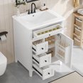 thumbnail image 1 of 24" Bathroom Vanity with Sink,  Free Standing Bathroom Storage Cabinet with 3 Drawers and Adjustable Shelves, Bathroom Vanity Set for Small to Medium Bathrooms, White, 1 of 9