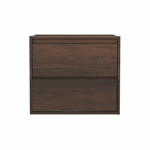 KZElegy 24" Bathroom Vanity, Wall Mounted Bathroom Vanities with Two Slide Drawers, Engineered Wood Single Vanity Cabinet for Bathroom,Brown