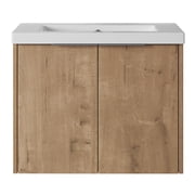 24" Bathroom Vanity With Sink For Small Space, Modern Vanity Basin Combo With Double Doors, Wall Mounted Floating Storage Cabinet For Bathroom