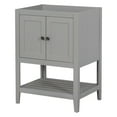 thumbnail image 1 of 24" Bathroom Vanity Without Sink,  Bathroom Vanity Cabinet with Doors and Open Shelf, Modern Small Bathroom Vanity, Solid Wood Frame, Bathroom Cabinet Base Only, Gray, 1 of 7