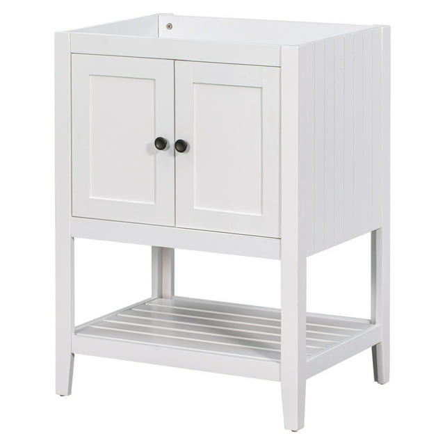 24" Bathroom Vanity Without Sink, Bathroom Vanity with Doors and Open Shelf, Modern