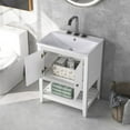 thumbnail image 1 of 24" Bathroom Vanity,Wood Cabinet Basin Vessel and Sink Set,Ceramic Sink with Pre-Drilled Fauce Holes,Freestanding Storage Cabinet with Doors and Open Shelf,4" faucet will fit this product(not include), 1 of 7