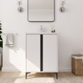 thumbnail image 1 of 24" Bathroom Vanity with Ceramic Sink, Plywood Freestanding Bathroom Storage Cabinet with 2 Doors for Bathroom, White, 1 of 7