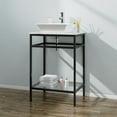 thumbnail image 1 of 24" Bathroom Vanity with Single Sink Countertop, Modern Bathroom Cabinet and Sink Combo, Tempered Glass Open Shelf, Metal Frame, Black, 1 of 8