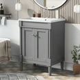 thumbnail image 1 of 24'' Bathroom Vanity with Top Sink, 2-Tier Modern Bathroom Storage Cabinet, Single Sink Bathroom Vanity, Large Storage Shelves,Grey, 1 of 6