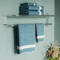 24'' Bathroom Wall Mount Towel Rack Shelf with a Towel Bar, Chrome-Plated, by Fixsen