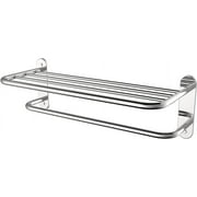 24'' Bathroom Wall Mount Towel Rack Shelf with a Towel Bar, Chrome-Plated, by Fixsen