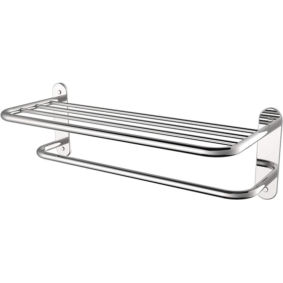24'' Bathroom Wall Mount Towel Rack Shelf with a Towel Bar, Chrome-Plated, by Fixsen
