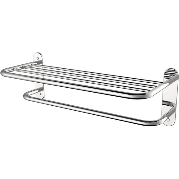 24'' Bathroom Wall Mount Towel Rack Shelf with a Towel Bar, Chrome-Plated, by Fixsen