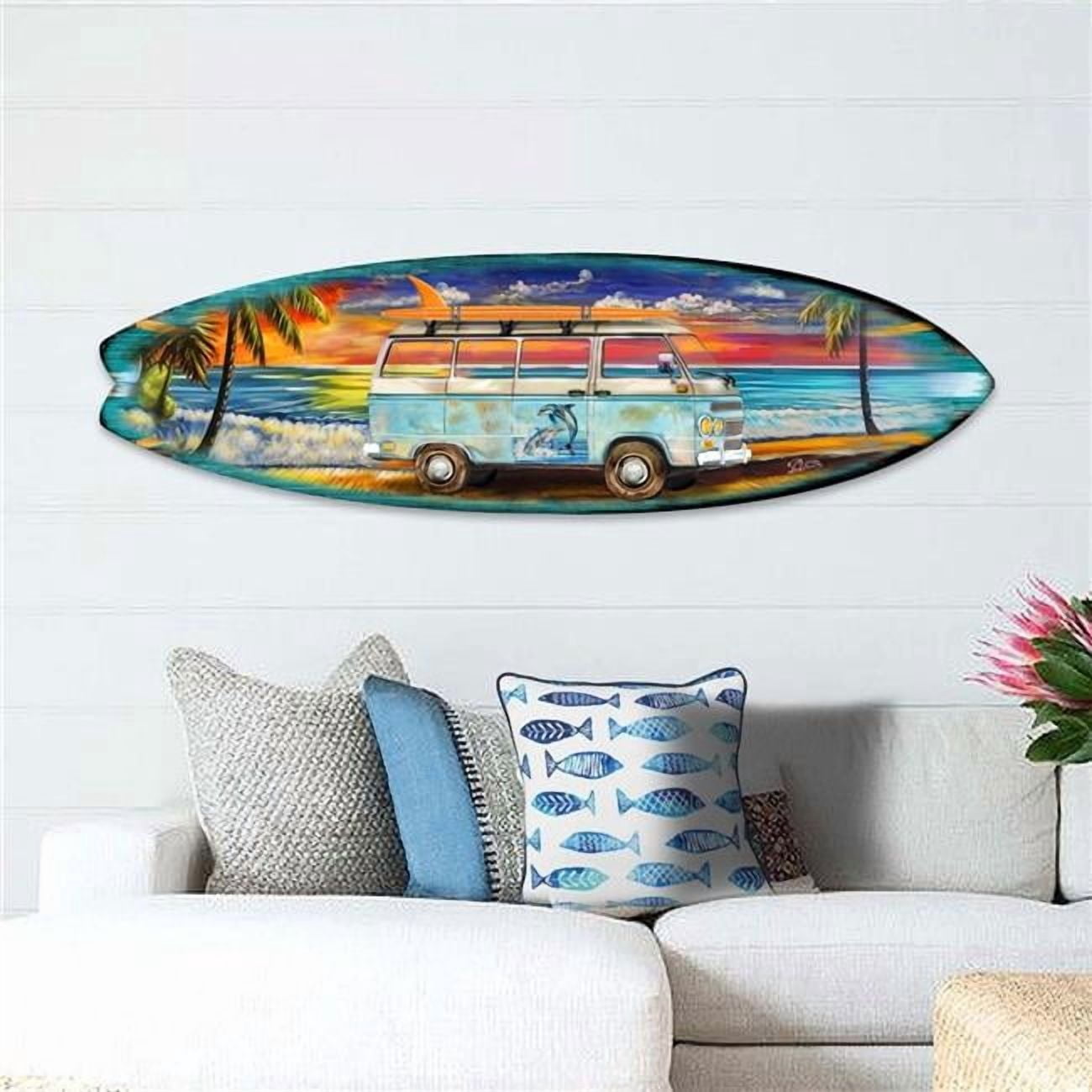 24' Beach Surf Van Surfboard Coastal Wooden Wall Art by G. DeBrekht ...
