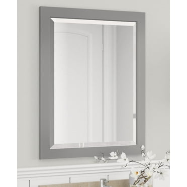 Alaterre Furniture 24" Beveled Bath Vanity Mirror, Gray