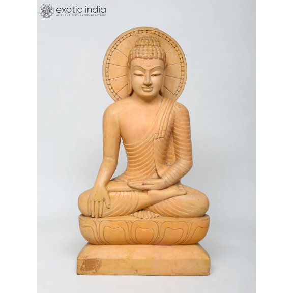 24" Bhumisparsha Buddha | Wood Carved Statue
