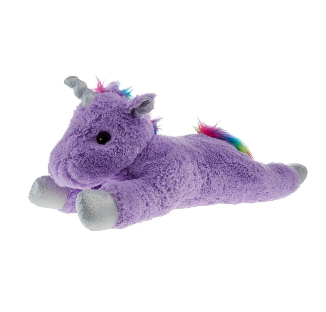 24" Big Dog Toy Jumbo Plush Unicorn Squeaker Rainbow Mane Tail Metallic Horn (Purple)