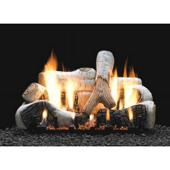 24" Birch Logset with MV VF/V Slope Glaze Burner, LP