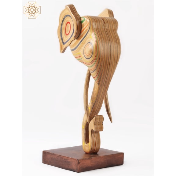 24" Birch Wood with Iron Base Elephant Table Decor