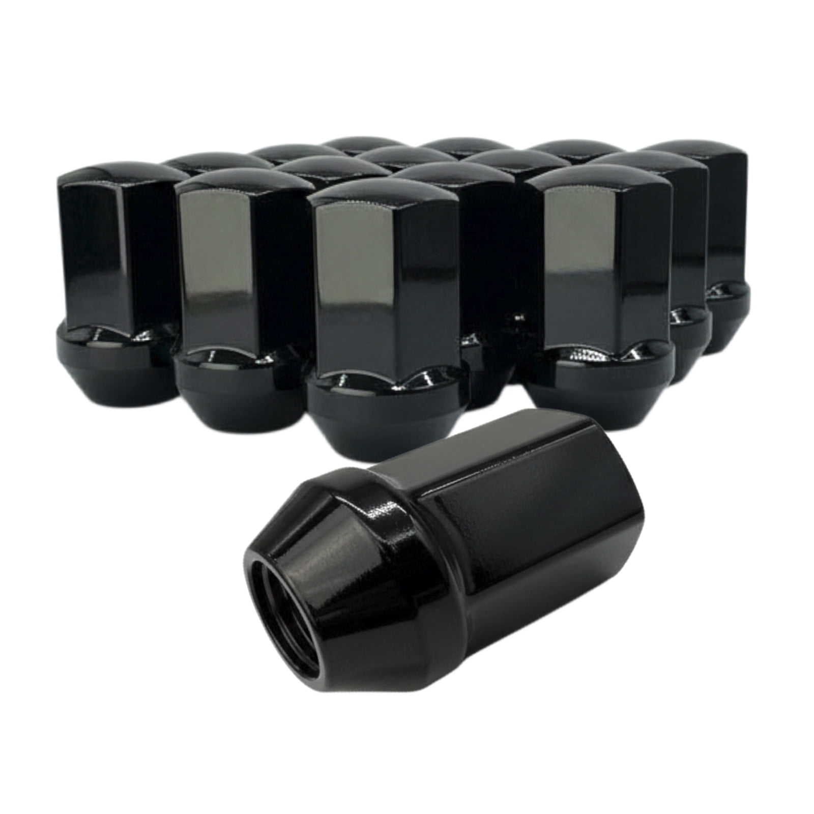 24 Black 14x1.5 OEM Solid Style Large Seat Lug Nuts - 7/8, 22mm Hex - 1.65 Inch Tall - Fits OE Many Camaro, Dodge, CTS-V, Charger, RAM 1500