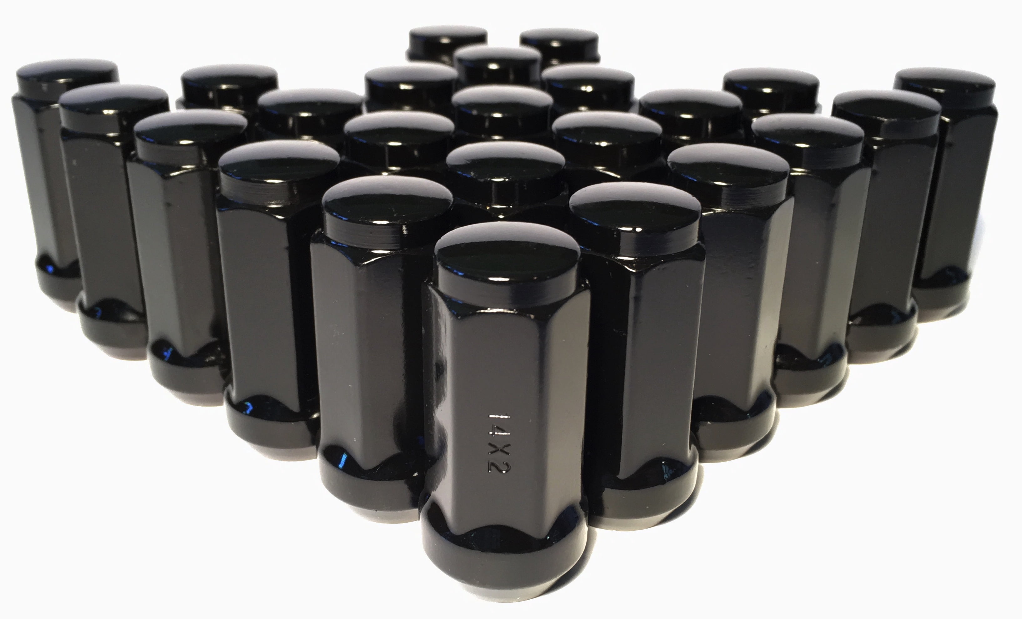 24 Black 14x2 Lug Nuts 1.9" Long Bulge Acorn with 3/4" Hex Ford Expedition F150
