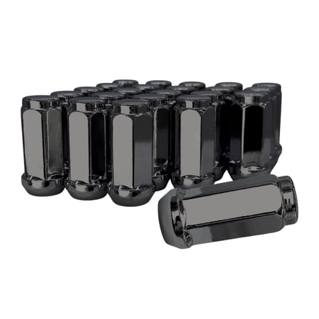 24 Black 14x2 XL Long Wheel Lug Nuts - 1.9 Inch Tall - 3/4 Hex - Fits Many Ford, Lincoln, Expedition, F150, F250, Navigator