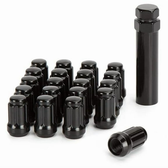 24 Black 6 Spline Lug Nuts + Key 12x1.5 Compatible with Toyota 4Runner Tacoma Tundra FJ Cruiser