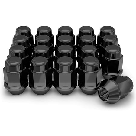 24 Black Closed End Bulge Acorn Lug Nuts 7/16-20 Compatible with Chevy Compatible with GMC 6 Lug K10 Blazer