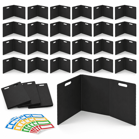 24 Black Desk Dividers, Corrugated Plastic Classroom Study Partitions