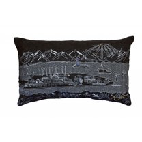 24" Black Homer Spit Nighttime Skyline Lumbar Decorative Pillow