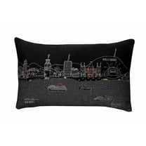 24" Black Los Angeles Nighttime Skyline Lumbar Decorative Pillow