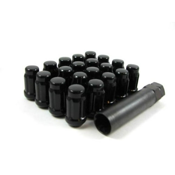 24 Black Spline Drive Small Diameter Acorn 12x1.5 Lug Nut Kit with Key