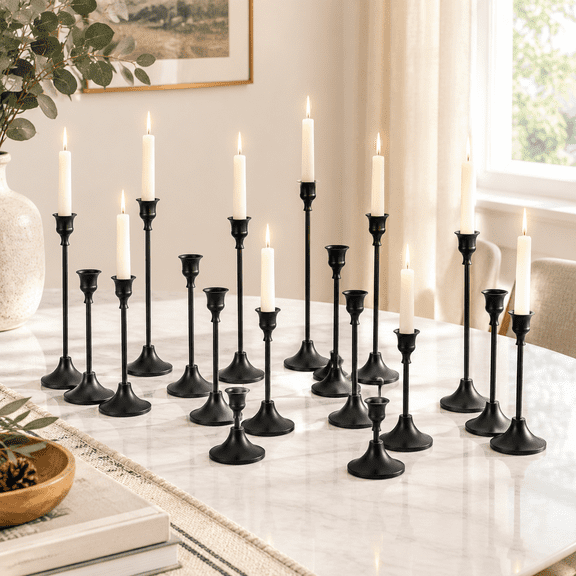 24 Black Taper Candle Holder Bulks For Wedding Party Table Decor