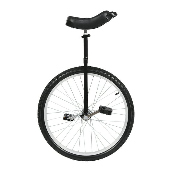 24" Black Unicycle - Manganese Steel & Alloy Build, 70kg Load, Adjustable Seat, 1.75m+ Suitable, Great for Fitness, Balance Training, Ideal for 7 - 60 Y/O