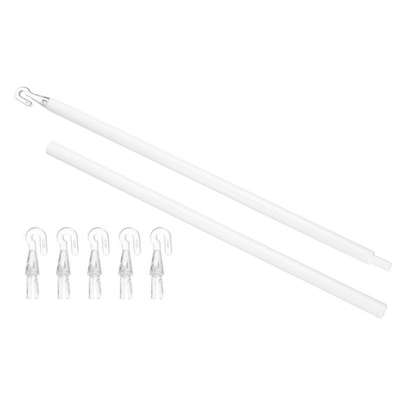 Uxcell 24" Blinds Wand Replacement, Combinable Blinds Tilt Wand with Hook, Vertical Blind Rod Stick for Window Curtain Opener Accessory, White