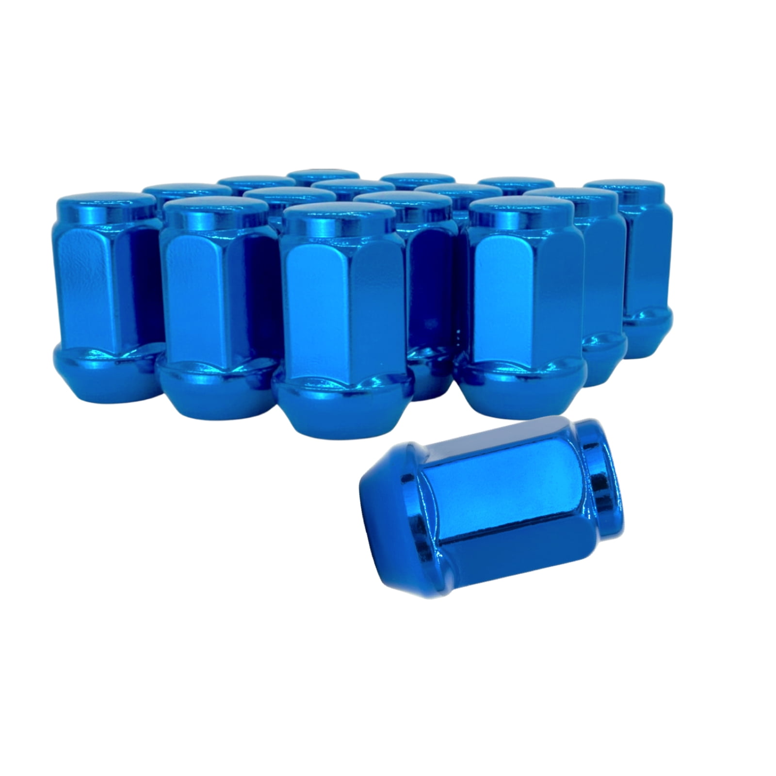 24 Blue 1/2 Closed End One Piece Bulge Acorn Wheel Lug Nuts - 3/4, 19mm Hex - 1.38 Inch Tall - Fits Many Boat Trailers, Buick, Cadillac, Chevrolet, Dodge, Ford, Jeep