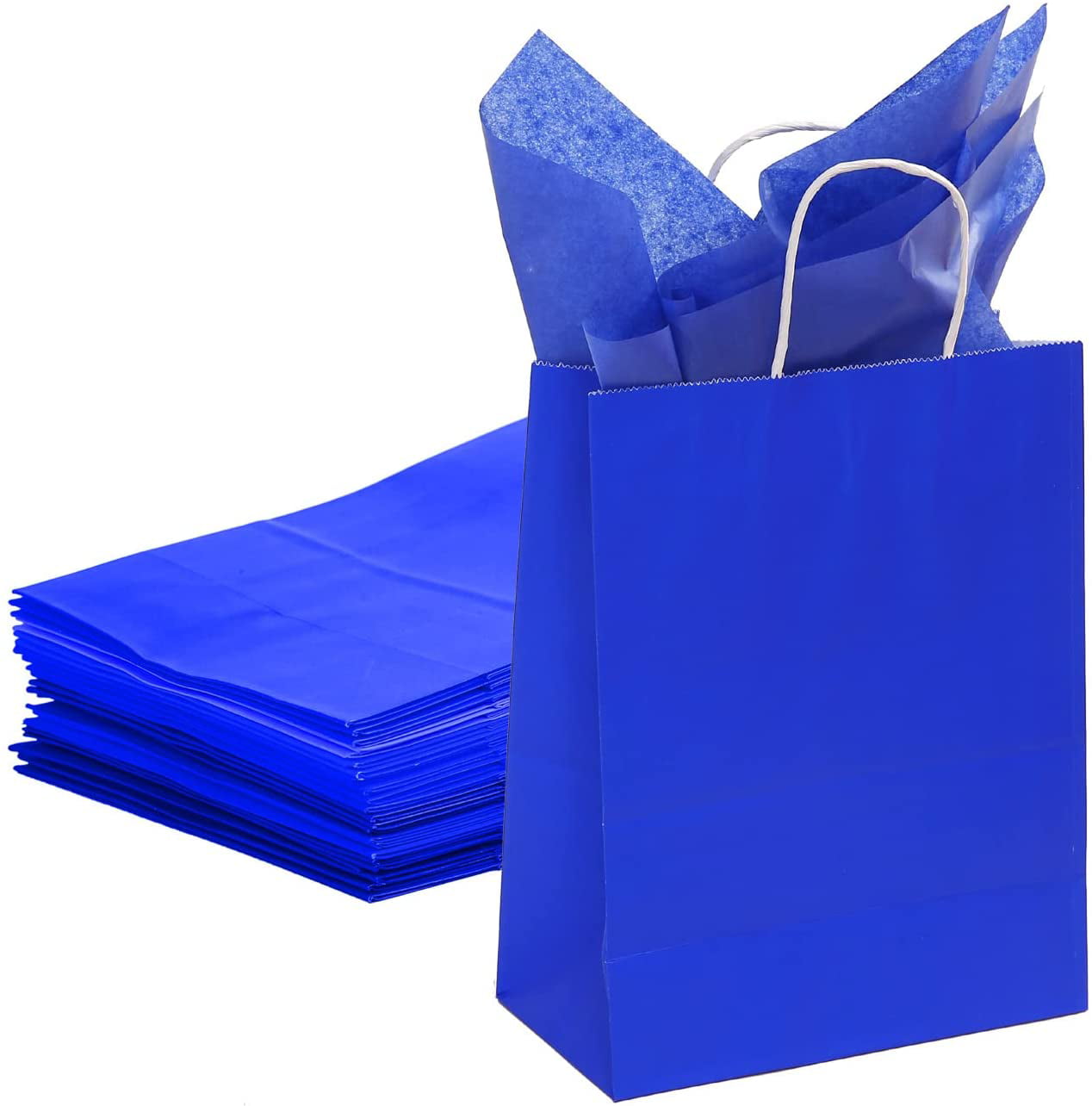  Kolaxen 24 Pcs Small Blue Gift Bags with Tissue Paper 8.6 * 6 *  3.15 inches, Premium Kraft Paper Bags with Handles for Goodie Bags, Party  Favor, Holiday, Shopping : Health & Household