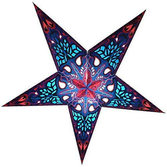 24" Blue Crown Paper Star Lantern, Hanging Decoration