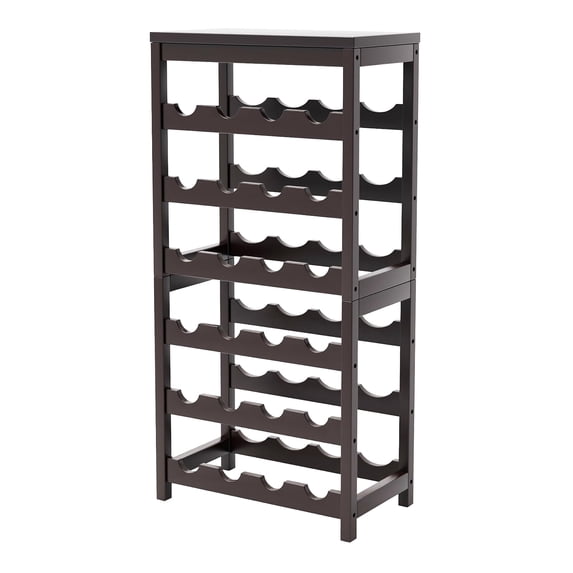 24-Bottle Freestanding Floor Wine Rack Dark Brown 6 Tier with Table Top ...