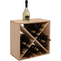 24 Bottle Wine Rack Solid Wood Holder Cube Bar Storage Cellar Stackable Kitchen Decor Tabletop Champagne Rack