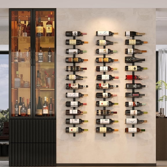 24 Bottles Wall Mounted Wine Rack, Detachable Wall Hanging Bottle Holder, Use as One or Four, DIY Display, Storage Racks for Wine, for Restaurant, Bar, Cellar