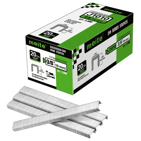 MEITE 20GA J10 Series Galvanized Staples,7/16" Crown 3/8" Length for Upholstery 5,000 Pcs/Box(24 Boxes)