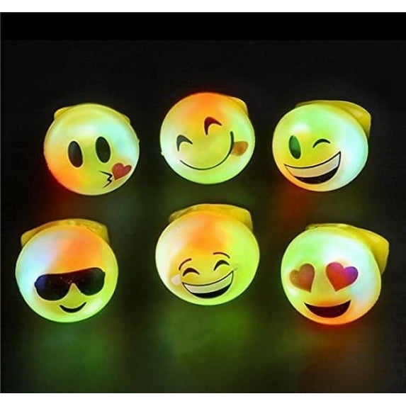 Flashing Emoji Rubber Ring 1" (Each)