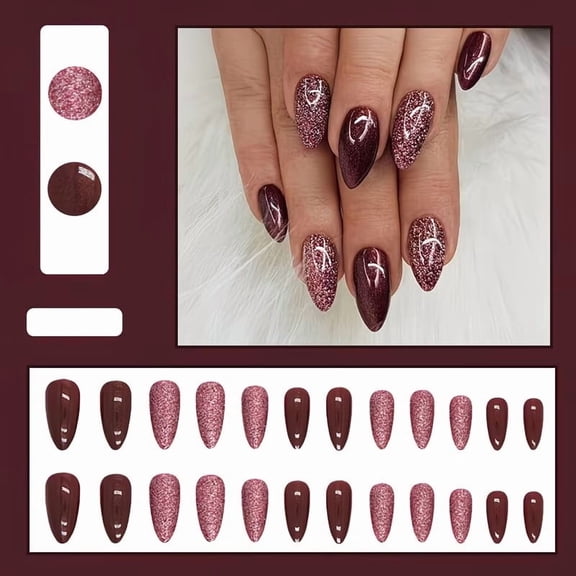24 Bright Red Almond-Shaped Press on Nails - Effortless Glam for Every Occasion