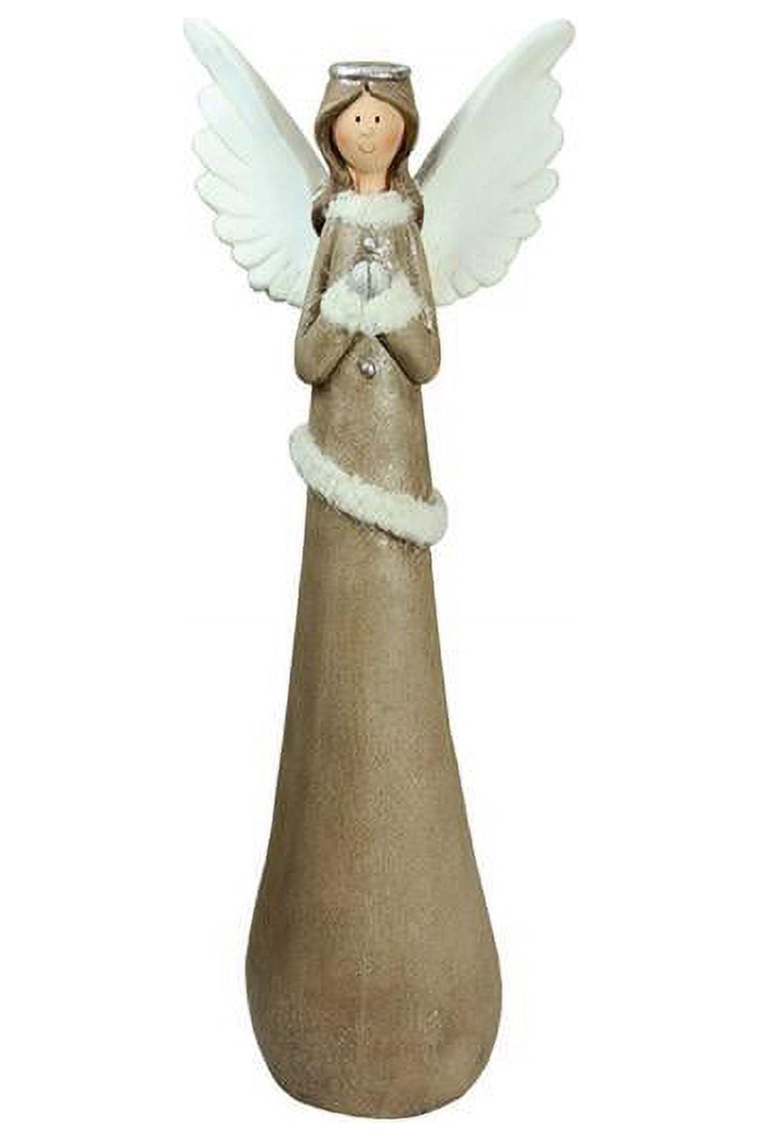 24" Brown and Silver Eco-Friendly Praying Angel Christmas Tabletop Figure