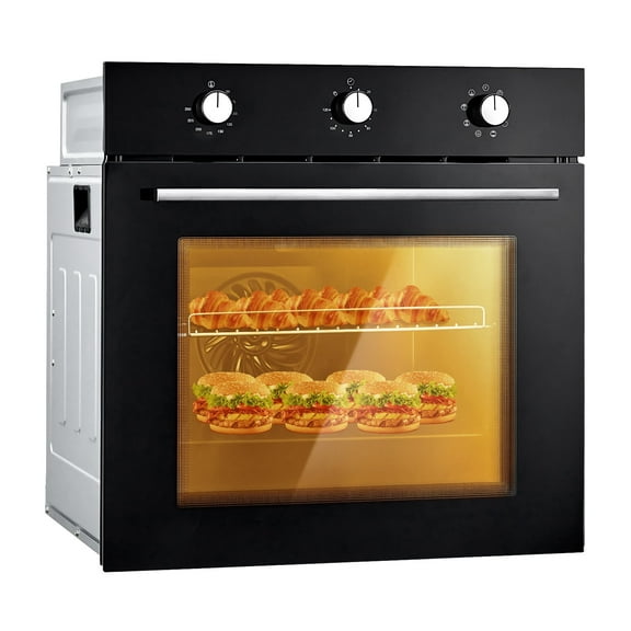 24" Built-In Single Wall Oven, Black Electric Convection Oven with 8 Cooking Functions, 108 Smart Menus & Mechanical Knobs