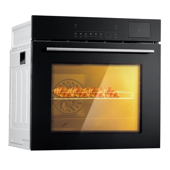 24" Built-in Electric Convection Single Wall Oven - 3000W, 240V, 2.5 Cu.ft, Stainless Steel, Touch Control, Timer, Safety Lock, 5 Automatic Cooking Programs-3D Surround Heating, LED Display