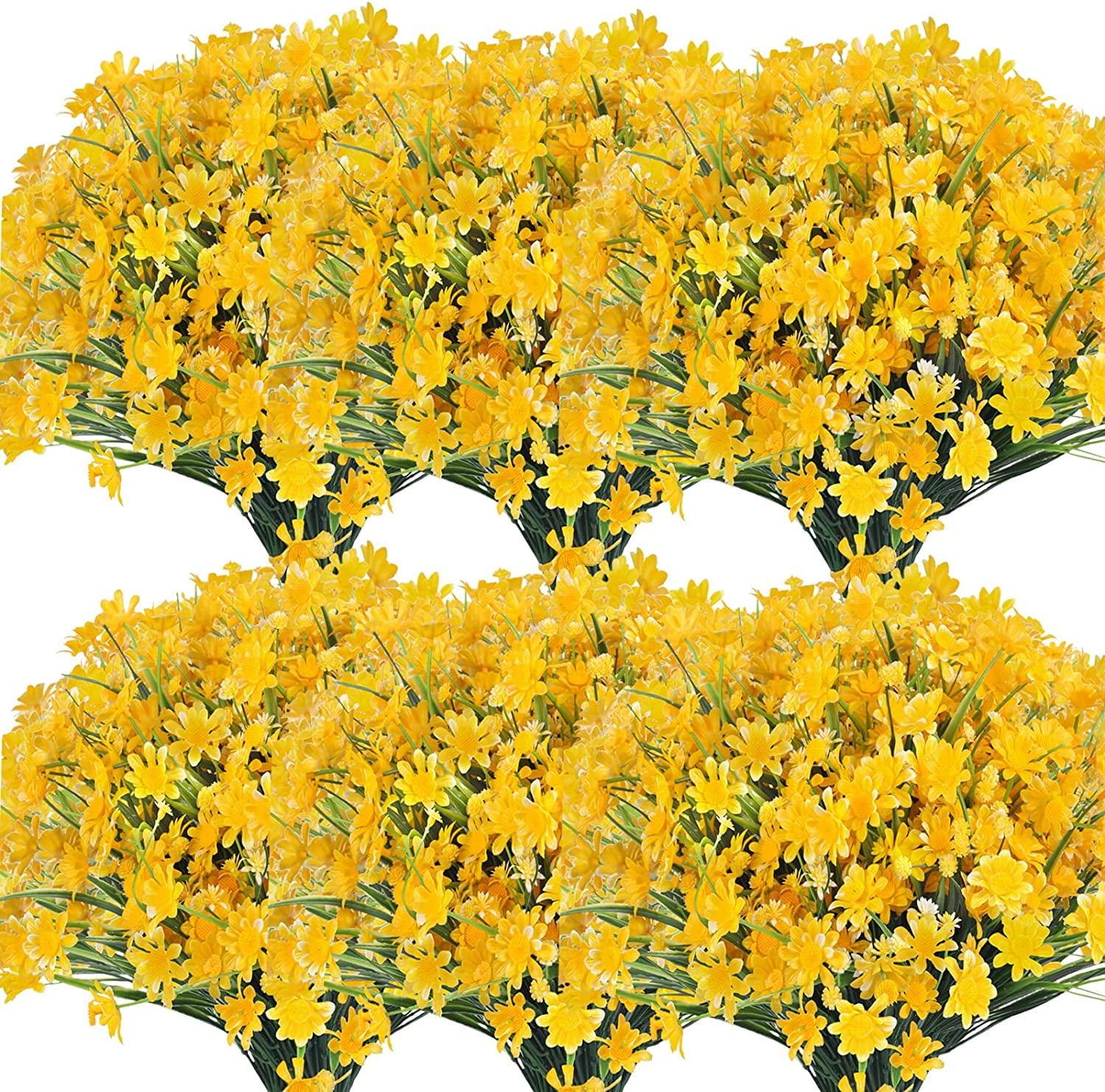 24 Bundles Artificial Fake Daisy Flowers Outdoor UV Resistant Faux ...