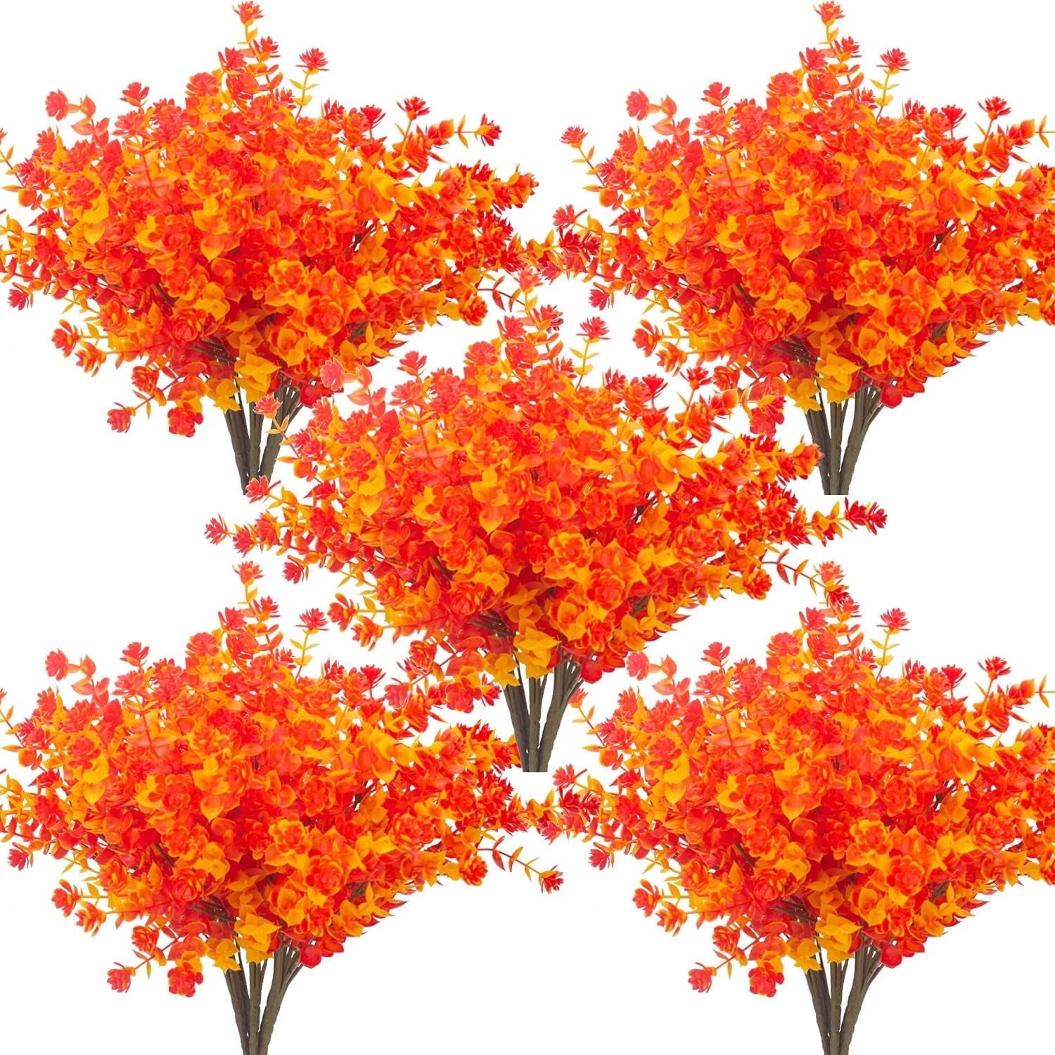 24 Bundles Artificial Fall Flowers No Fade Faux Plants, Fake Indoor Outdoor Greenery for Wedding Party Home Garden Decor(Gold Yellow)