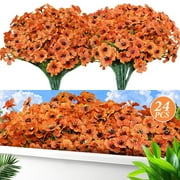 simeccom 24 Bundles Fall Artificial Flowers Outdoor，Faux UV Resistant Fake Flowers Fake Plastic Plants Flower for Spring Summer Decoration for Outside Home Patio Garden Decor